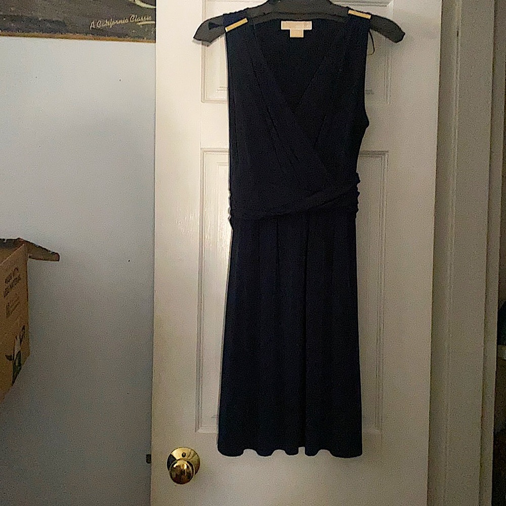 Michael Kors navy blue faux wrap dress